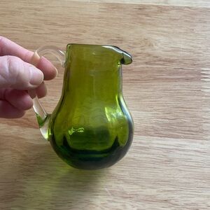 Vintage Miniature Green Glass Pitcher